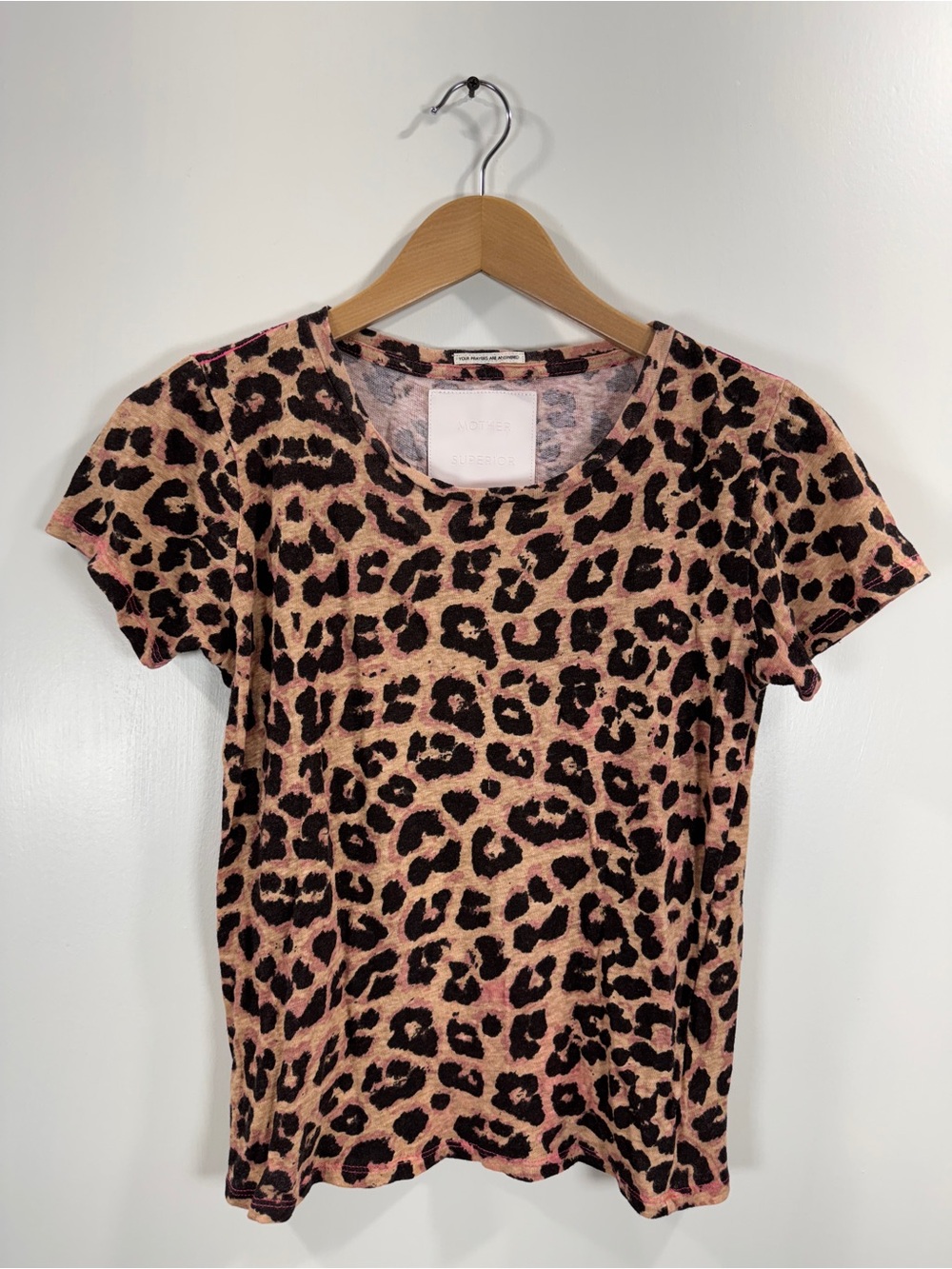 WSH153 {Mother} Brown Black Pink Animal Cheetah Print Tee T-Shirt Shirt Top